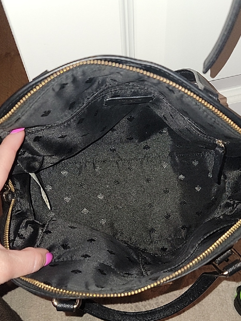 kate spade Black & Pink Floral Dome Satchel with Black Wallet - Picture 12 of 17